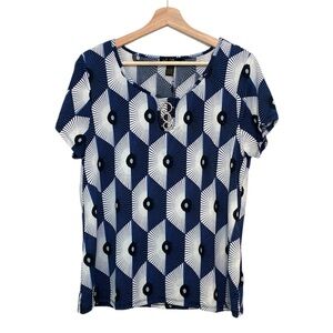 80 PARK Geometric Top Size XL Women NWT Casual Summer Top Weekend Wear